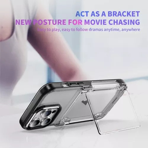 B / Funda Transparente For iPhone Con Tarjetero