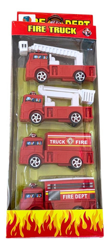 Kit Caminhão Bombeiros Ou Construção Carrinhos De Fricção Cor Bombeiro