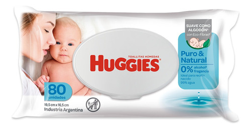 Toallitas Húmedas Huggies Puro Y Natural 80 U