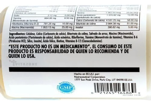 Kal Vitamina B Complex Complejo B12 B6 B1 B2 B3 60 Tabletas