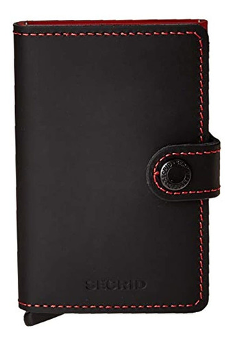 Secrid- Secrid Mini Cartera De Piel De Ladrillo Mate, Negro