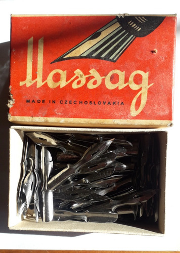 Caja De 100 Plumas De Tinta  Massag Made In Czechoslovakia 