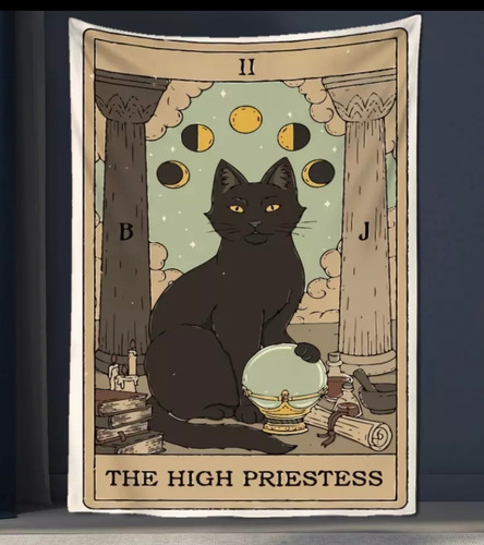 Imagen 1 de 1 de Tapiz Esotérico Tarot De Los Gatos La Sacerdotisa 70x95cm