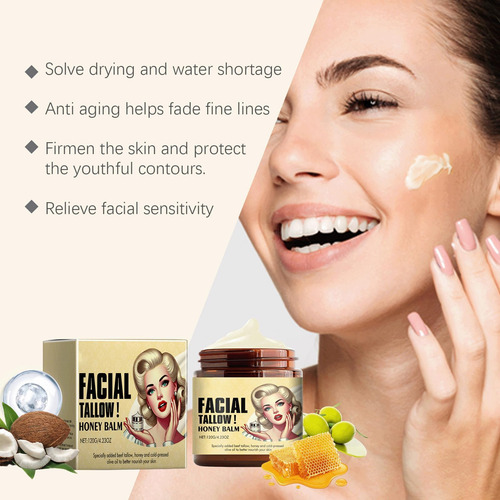 Bálsamo De Sebo De Res Batido Y Miel, Crema Facial Con