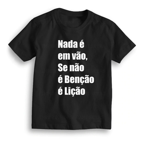 Camiseta Baby Look Preto Algodão Nada É Em Vão Se Não Ref 25