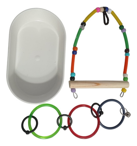 Kit Banheira Simples Balanço E Argolas, Calospita, Agapornis