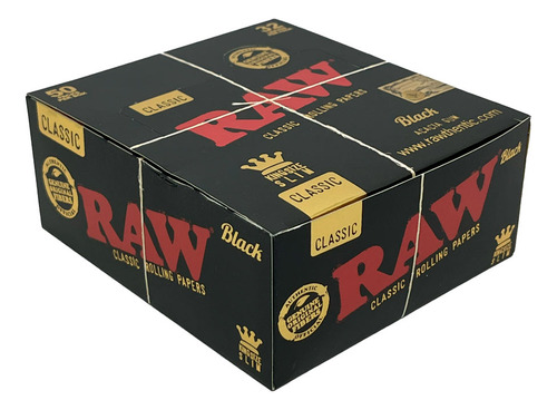 Caixa De Seda Raw Black Original Classic Preta Gold Com Selo