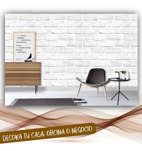 Imagen 2 de 10 de Papel Tapiz Adherible 10m X 45cm Tabique Blanco Clasic Tp14