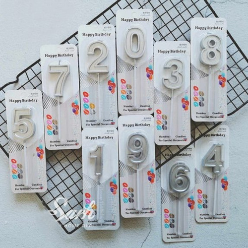 Velas Números, Doradas Y Plateadas 2 Unidades