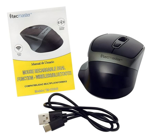 Mouse Tecmaster Dual Bluetooth Recargable Inalámbrico Verde
