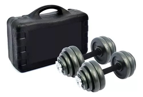 Kit de mancuernas cromadas + discos de fundición con valija – MIR Fitness