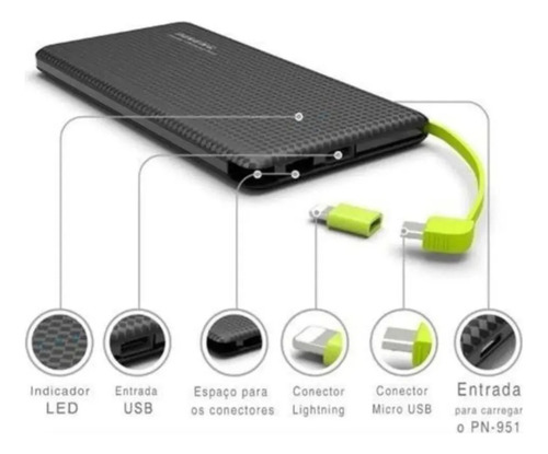 Carregador Portatil Celular iPhone Samsung Bateria 5000mha Cor Preto