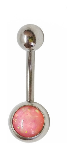 1 Piercing Ombligo Acero Quirurgico Con Opalo Colores Color Rosa