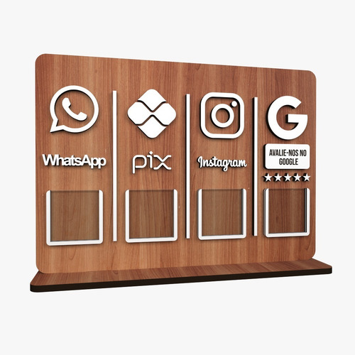 Imagem 1 de 4 de Placa 4 Códigos Qr Instagram Pix Whatsapp Google Meu Negócio
