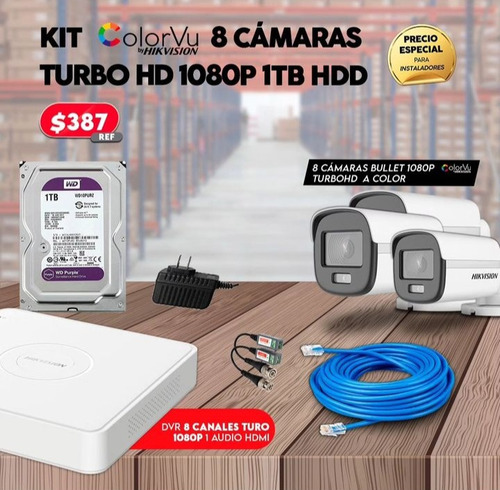 Kit 8 Camaras Hikvision Colorvue Bullet