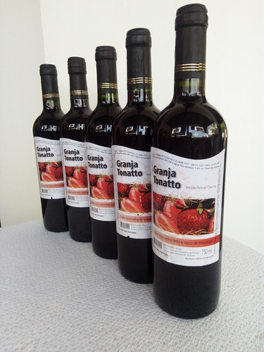 Vinho Tinto De Morango 750 Ml Granja Tonatto Combo 5