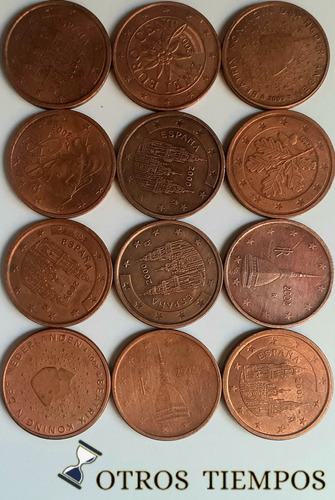 Lote De 12 Monedas De 2 Centavos De Euro 