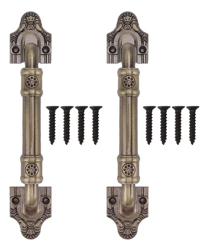 FERCAISH 10 PCS Vintage Barn Door Handles, 6 Inch Metal Black And Bronze Cabinet Handle Pull Set For Furniture Drawer Cabinet Bedrooms Garden Gate Robust And Durable