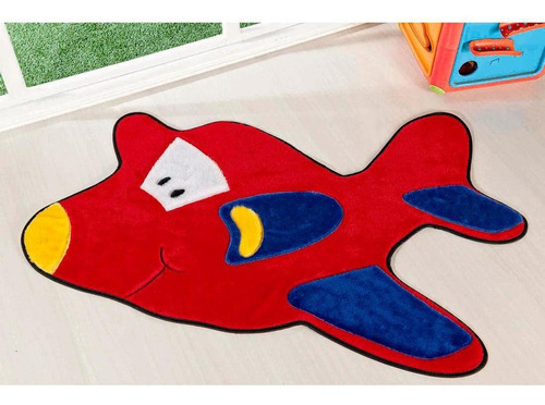 Tapete Decorativo Infantil Antiderrapante Avião Vermelho