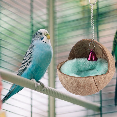 Nido Para Pájaros De Cáscara De Coco Con Campana Y Colchón