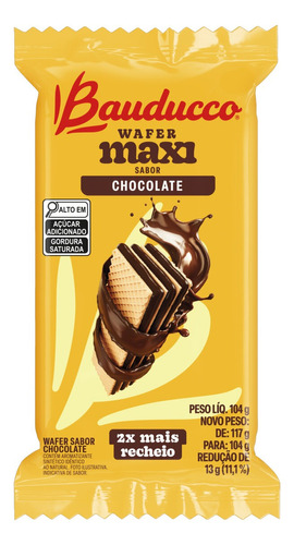 Biscoito Wafer Maxi Recheado Chocolate Bauducco 104g