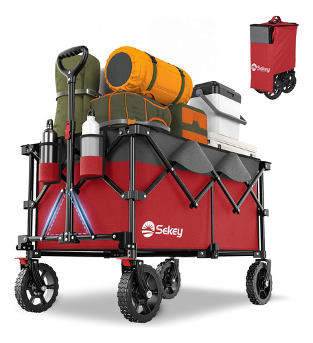Carro Portatil Plegable Sekey 150kg Camping Rojo Gris 