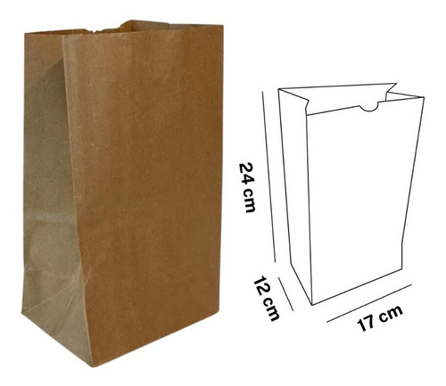 Sacos Kraft M3 17x12x34 - Pacote Com 50 Unidades