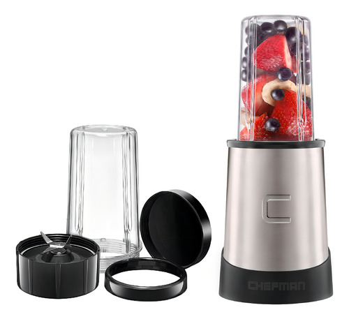 Chefman Personal Ultimate - Batidora De Cocina, Mezcla Ráp. Color Negro/acero Inoxidable