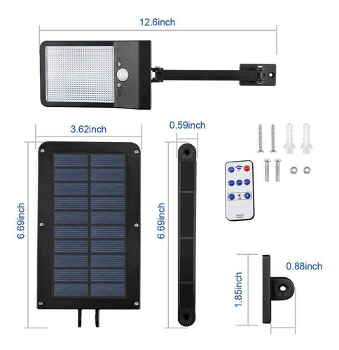 2 Pack 48 Led Solar Luz Al Aire Libre Impermeable Control Re