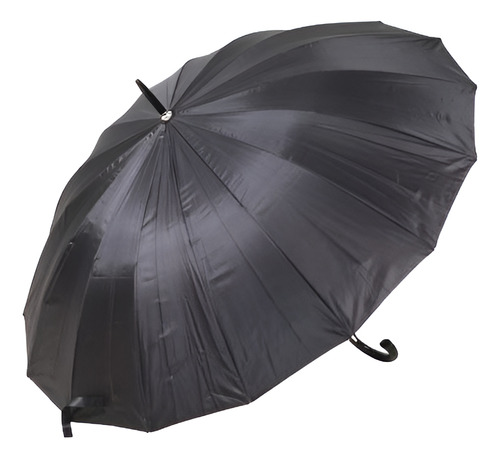 Paraguas Manual Plegable Reforzado 16 Varillas Antiviento Negro Liso