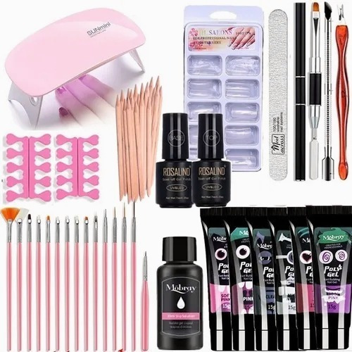 Juego De 39pcs Polygel Uv Led Lámpara Poly Gel Set