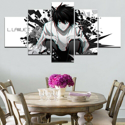 Quadros Decorativos 5 Peças Anime Death Note Filmes Cor Madeira