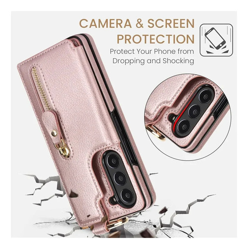 Cartera De Cuero Pu Con Cremallera Y Tarjetero Funda De Tel