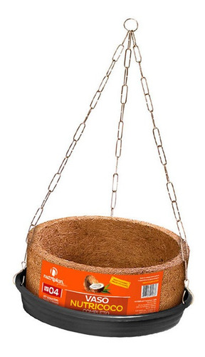 Imagem 1 de 1 de Kit Vaso Xaxim Fibra De Coco Nº1 Com Prato E Corrente