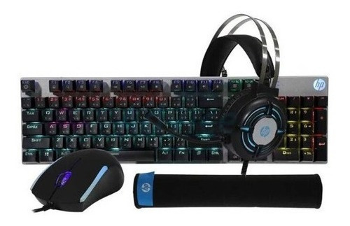 Combo Profesional Gamer 4 En 1 Hp Gm3000 Teclado Mecanico 