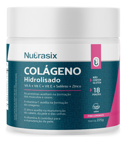 Colágeno Hidrolisado 1 E 3 +vit Pink Lemonade 225g Nutrasix