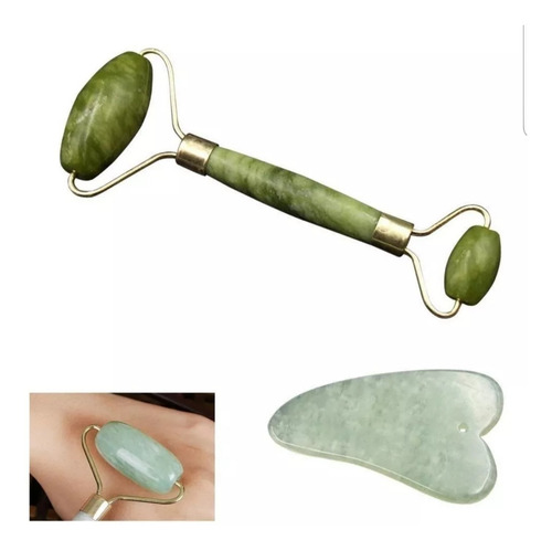 Imagen 4 de 10 de Rodillo De Jade Y Gua Sha Con Estuche