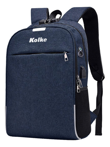 Mochila Anti-robo Con Candado Azul Kolke Kvm-339