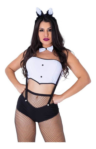 Imagem 2 de 6 de Fantasia Sensual Coelhinha Sedutora Coelha Shorts P/entrega