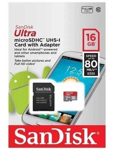 Cartão Micro Sd Sandisk 16gb Classe 10 80mbs Original