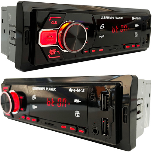 Som Automotivo E-tech Imports Light Com Usb Bluetooth E Leitor De Cartão Sd