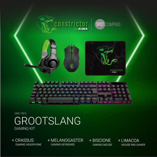 Imagen 4 de 5 de Combo Gamer Auricular Teclado Mouse Constrictor Grootslang