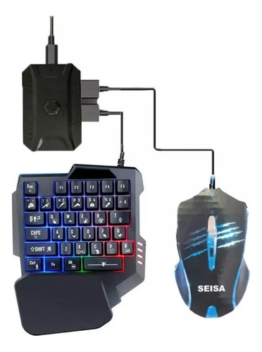 Kit Combo Teclado Mouse Gamer Adaptador Bluetooth Celular