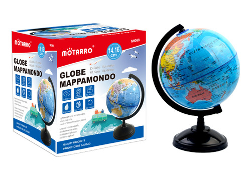 Globo Terráqueo Giratorio Didáctico Mapa Mundo Español 14cm