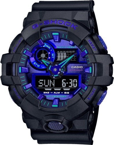 Reloj Casio G-shock Ga-700vb-1a - 100% Original Color de la correa Negro Color del bisel Negro Color del fondo Azul/Morado