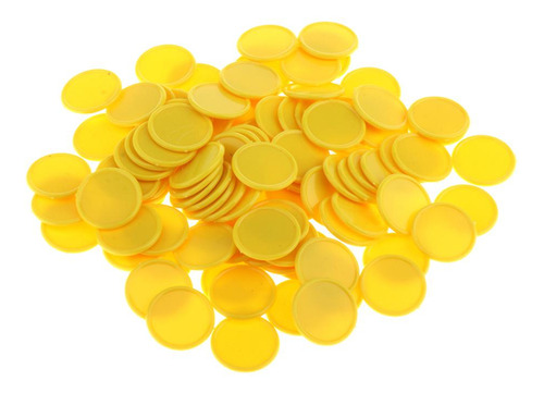 100 Unids Fichas De Chips Plástico Cóncavo Amarillo