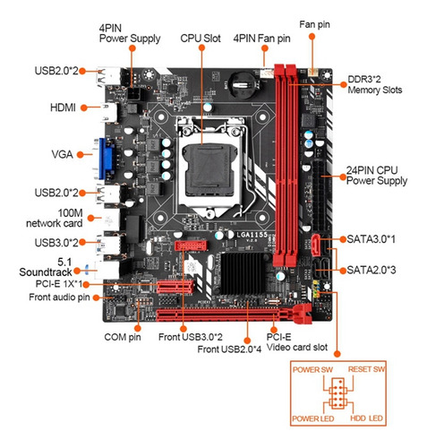 .. Placa-mãe De Mesa B75m Lga 1155 Para Cpu I3 I5 I7 3xu