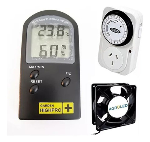 Combo Termohigrometro Garden  Basic + Cooler + Timer 10amp