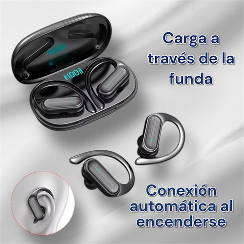 Auriculares Inalámbricos Bluetooth Deportivos Con Gancho Negro