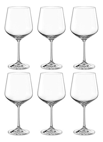 Conjunto 6 Taças Para Vinho De Cristal Bohemia Sandra 570ml